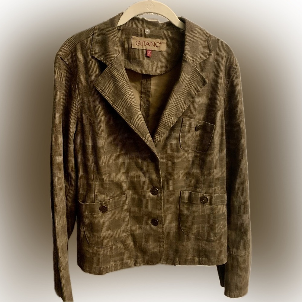Gitano Plaid Brown Vintage Blazer - L